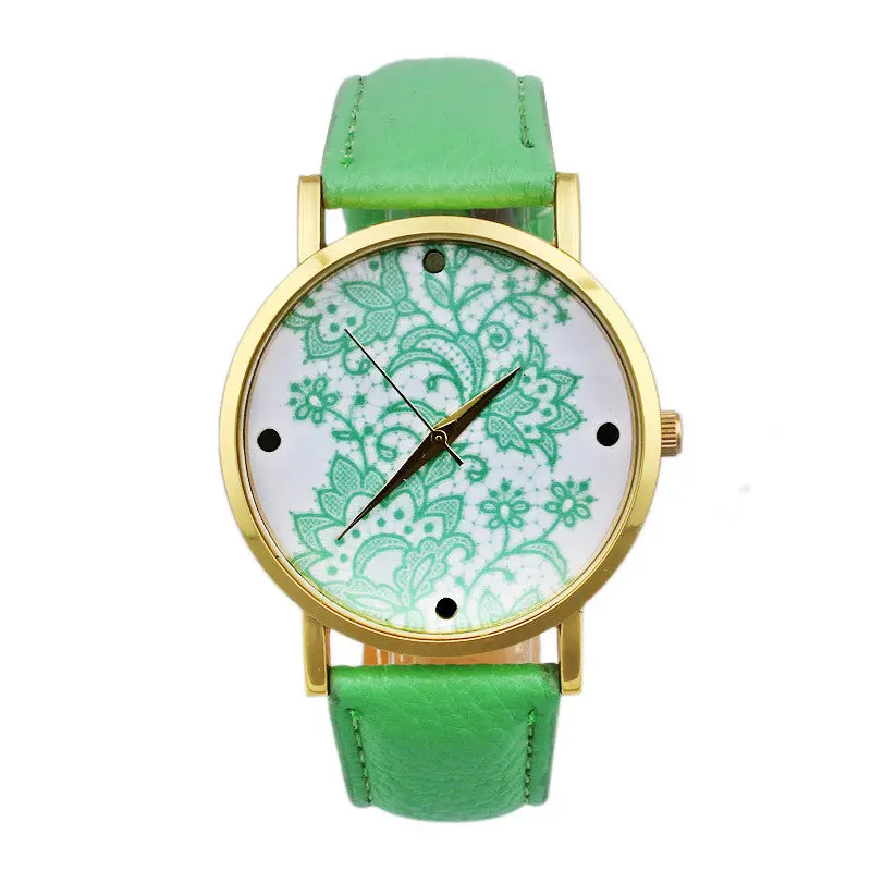 Mesh Vintage Watch Women Wristwatch Quartz Watch Women Ladies Lace Printanalog Leather Hours Mujer 4