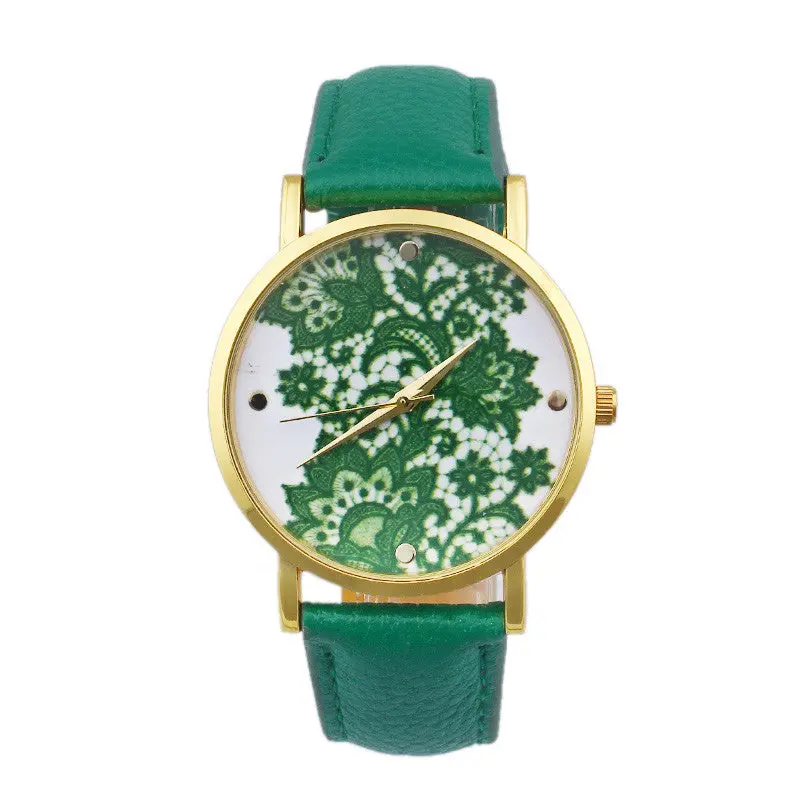 Mesh Vintage Watch Women Wristwatch Quartz Watch Women Ladies Lace Printanalog Leather Hours Mujer 5