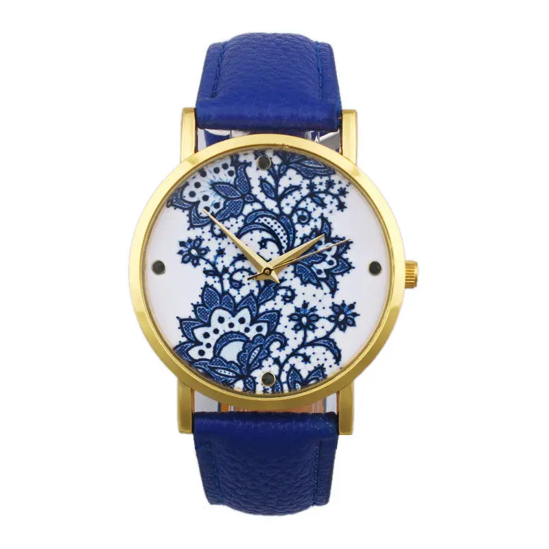 Mesh Vintage Watch Women Wristwatch Quartz Watch Women Ladies Lace Printanalog Leather Hours Mujer 6