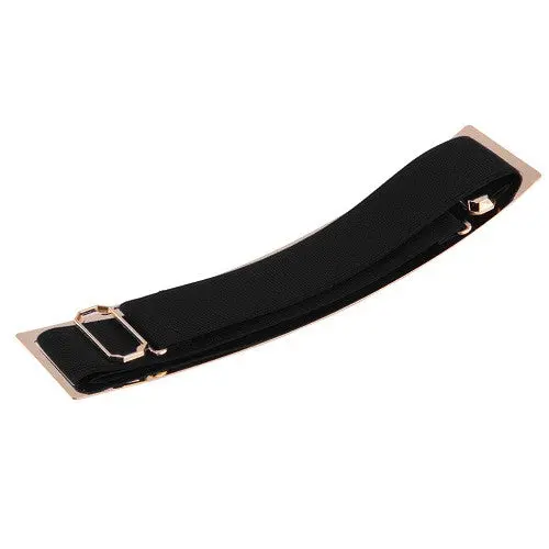 Metal Bling Mirror Plate Waist Belt Stretch Elastic Wide Band Waistband 1