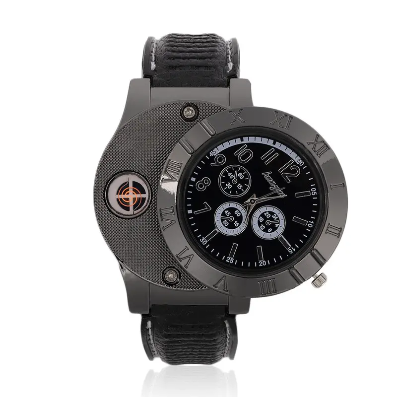 Metal Wrist Watch Quartz Windproof Electronic Cigarette Lighters Sportswatches Usb Rechargeableworldwise 1