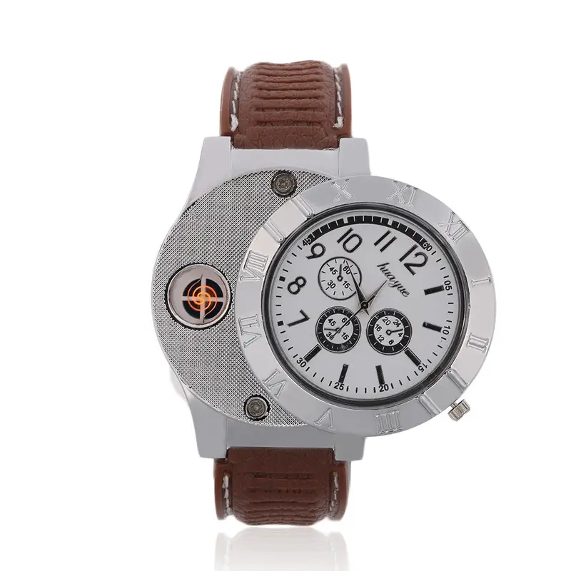 Metal Wrist Watch Quartz Windproof Electronic Cigarette Lighters Sportswatches Usb Rechargeableworldwise 2