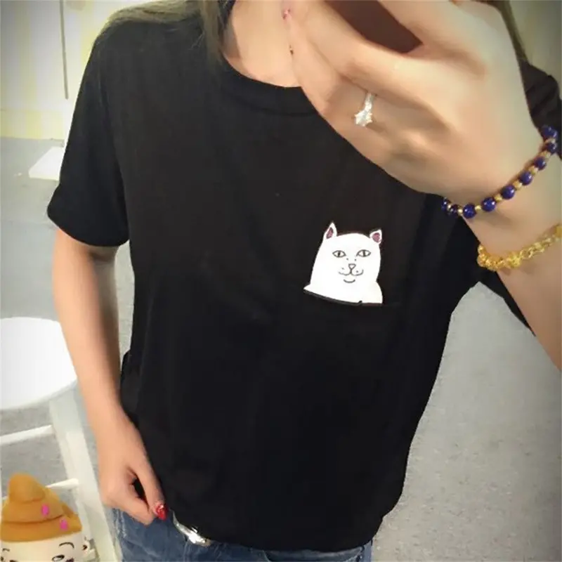 Middle Pocket Catandcan Wear Short-Sleeved T-Shirt 1
