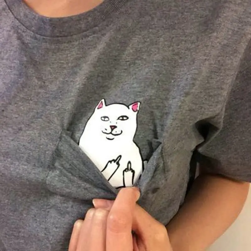Middle Pocket Catandcan Wear Short-Sleeved T-Shirt 6
