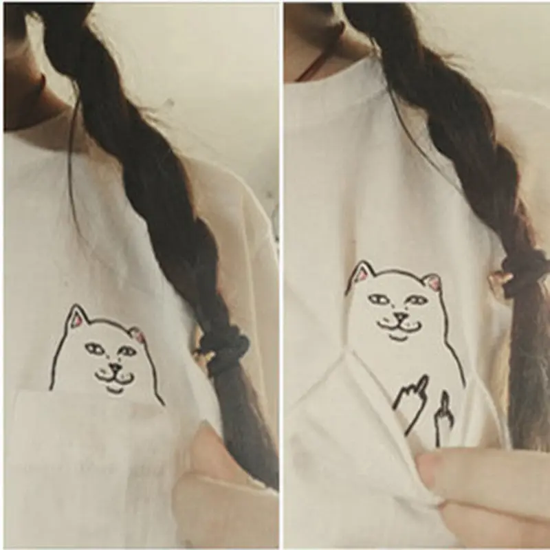 Middle Pocket Catandcan Wear Short-Sleeved T-Shirt 8