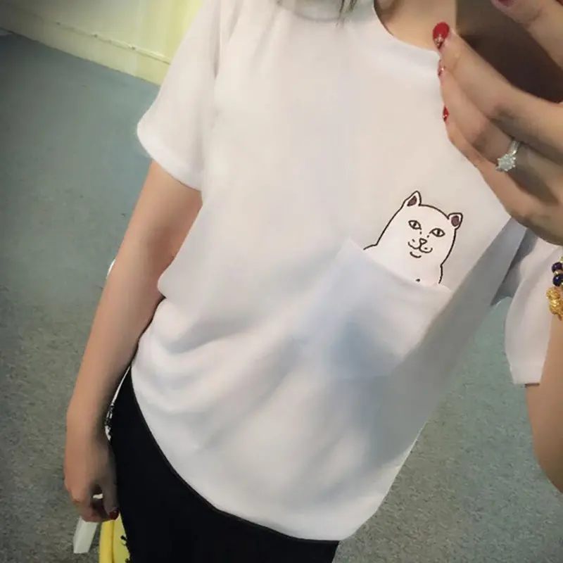 Middle Pocket Catandcan Wear Short-Sleeved T-Shirt 9