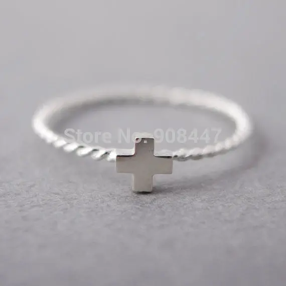 Midi Ring Stack Rings Gold Silver - Design Single Tiny Cross Ring Jewelry 1