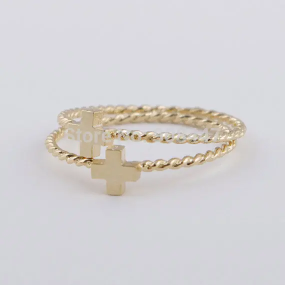 Midi Ring Stack Rings Gold Silver - Design Single Tiny Cross Ring Jewelry 3
