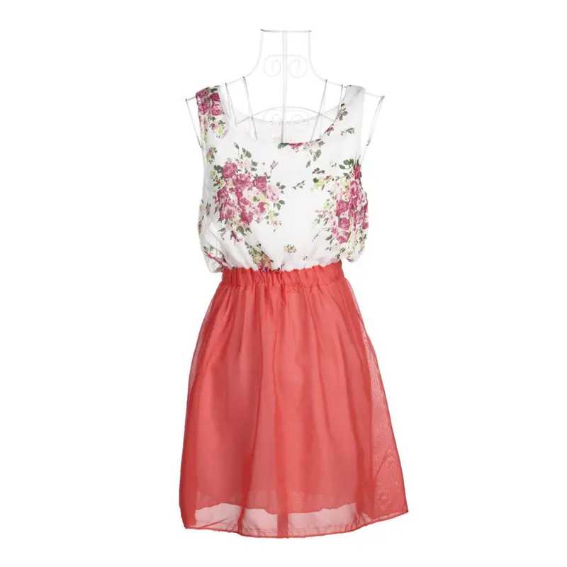 Mini Dressflower Pattern Sleeveless Soft Chiffon Dress Yks 1
