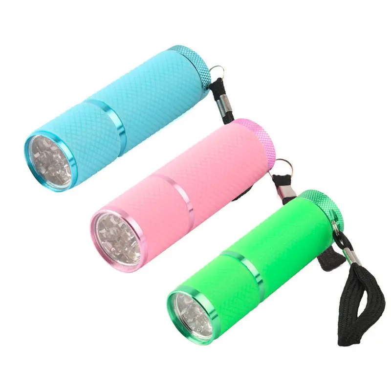 Mini Led Flashlight Lamp Nail Dryer Portable For Nail Gel 15S Fast Dry Nail Polish Curing Lamp Aluminum Alloy Aaa Battery 9 Led 2