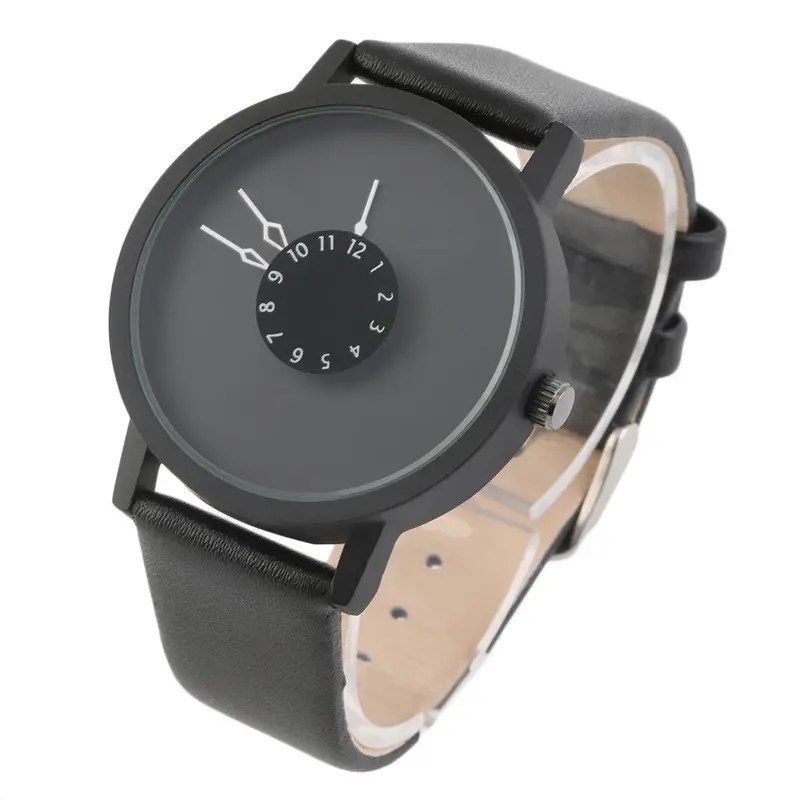 Mini Unique Rotation Dial Scale Design Watches Steel Strap Analog Quartz Wrist Watch 1
