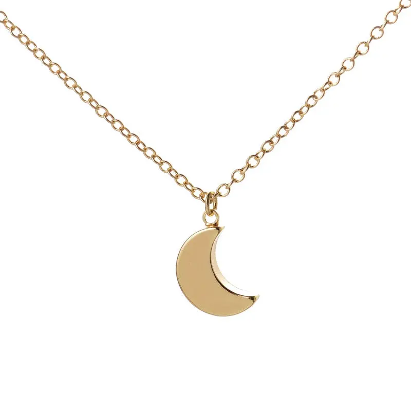 Minimalist Gold Plated Crescent Moon Necklace Half Moon Shape Necklace 10Pcs-N187 1