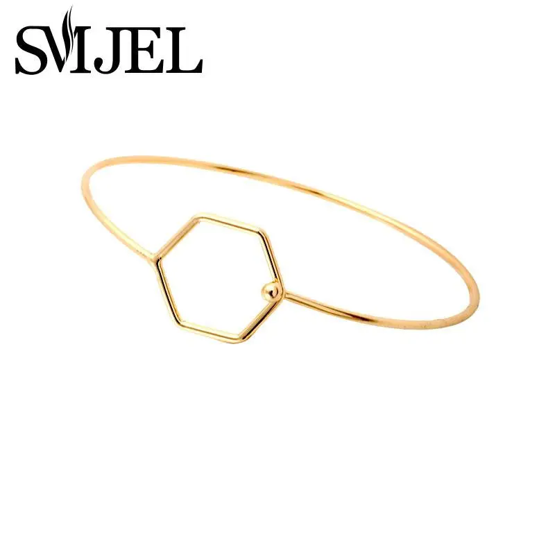 Minimalist Gold Plated Hexagon Bracelet Bangles Geometric Bangle Gifts G032 1