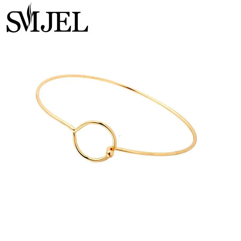Minimalist Silver Plated Open Geometric Round Bracelet Bangles Party Gifts G033 1