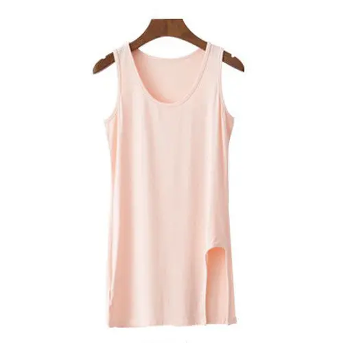 Modal Split-Hem Tank Top for Women – Oversized Longline Basic Tee in Extended Sizes