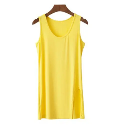 Modal Split-Hem Tank Top for Women – Oversized Longline Basic Tee in Extended Sizes