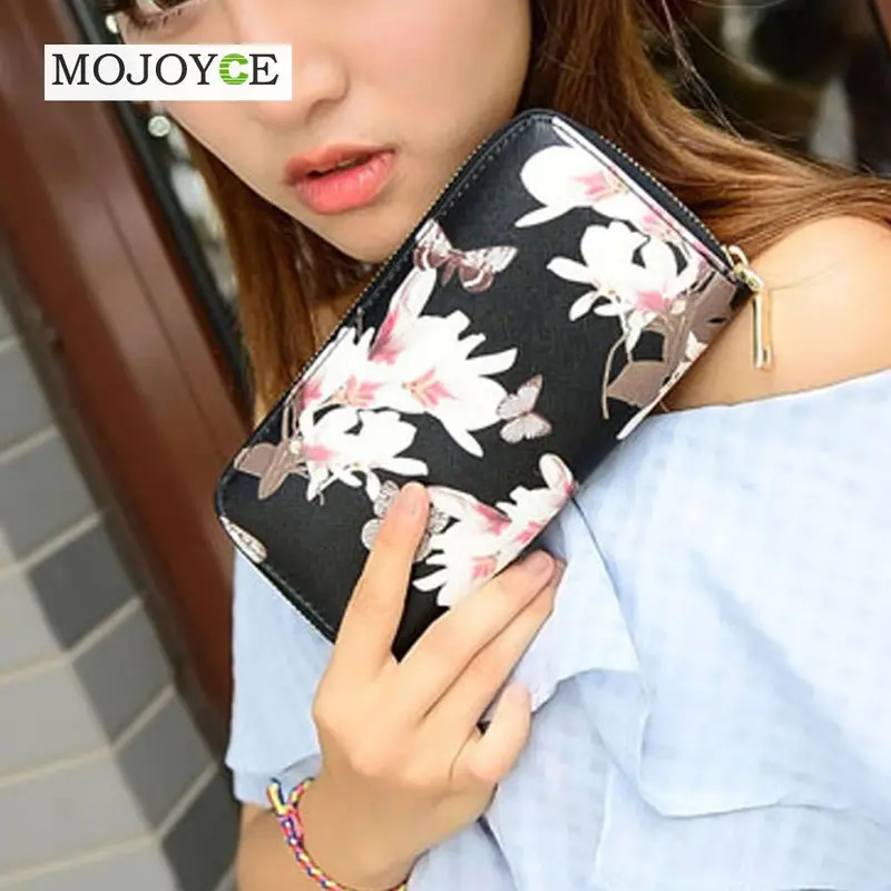 Mojoyce Leather Wallet For Women 4 Colors Floral Printing Wallet Long Lady Delicate Clutch Coin Purse Card Holder Carteras Mujer 1