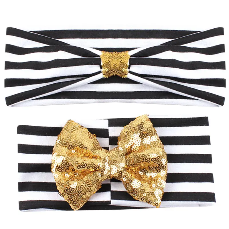 Mom Me Boho Turban Headb Top Knotted Headb Elastic Stripe Bow Headb Sequins Baby Mommy Cotton Headwrap 1