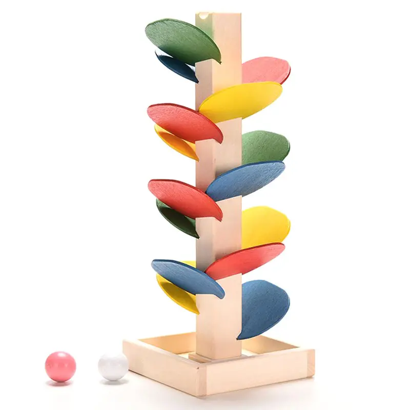 Montessori Educational Toy Blocks Wooden Tree Marble Ball Run Track Game Baby Kids Children Intelligence Wooden Baby Toys 1