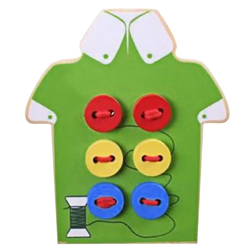 Montessori Educational Wooden Toys For Kids Beads Lacing Board Toys Toddler Sew On Buttons Early Education Teaching Aids Puzzles 1