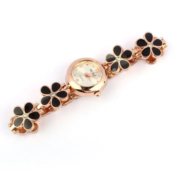 Montre Daisies Flower Rose Gold Watch Girl Bayan Saat Ladies Watch Casual Relojes Mujer Black Pink Feida 1