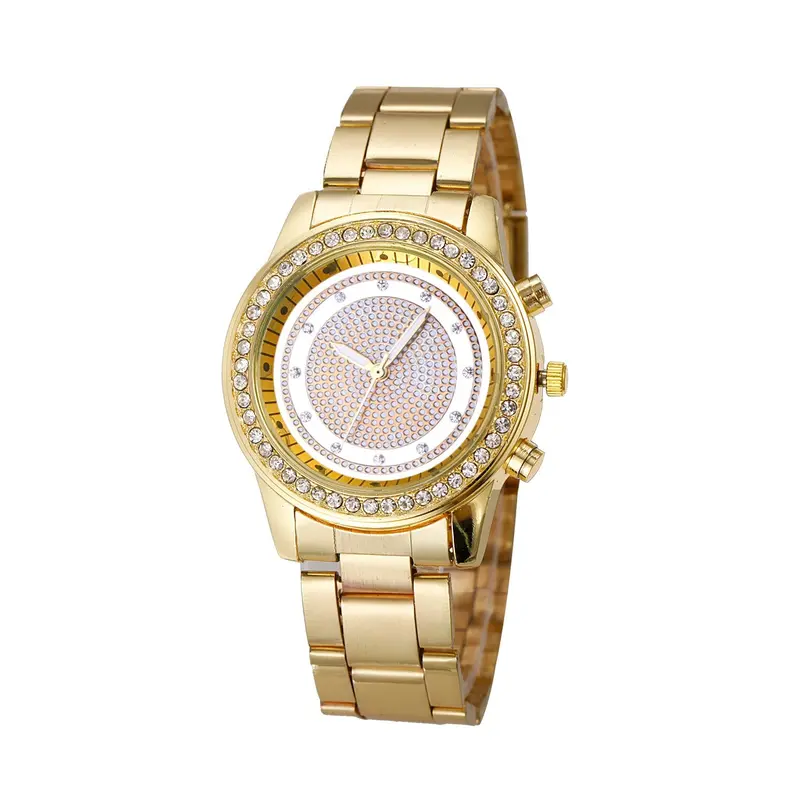 Montre Ladies Women Girl Stainless Steel Gold Quartz Wrist Watch Mens Wristwatch Sale Feida 1