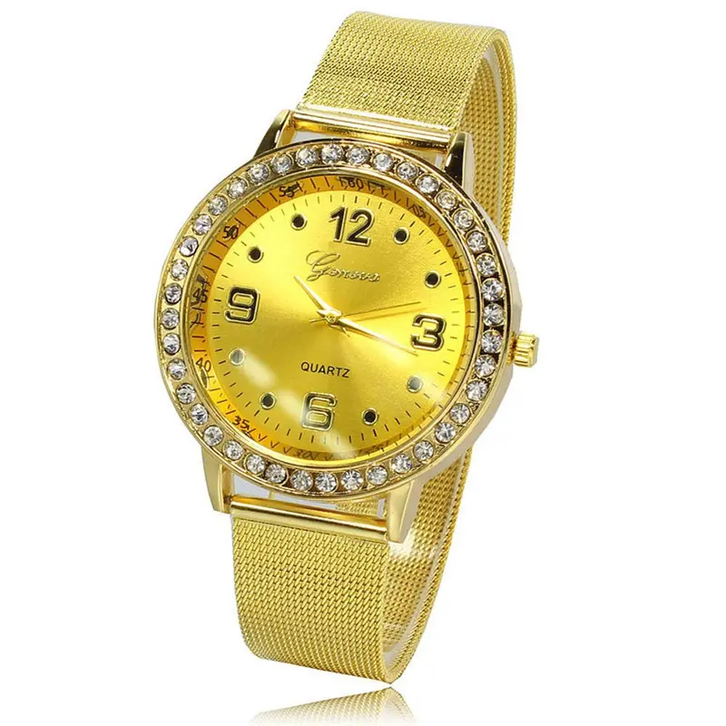 Montre Stainless Steel Golden Quartz Watches Women Dress Watch Gold Luxury Wristwatches Relogio Feminino 1