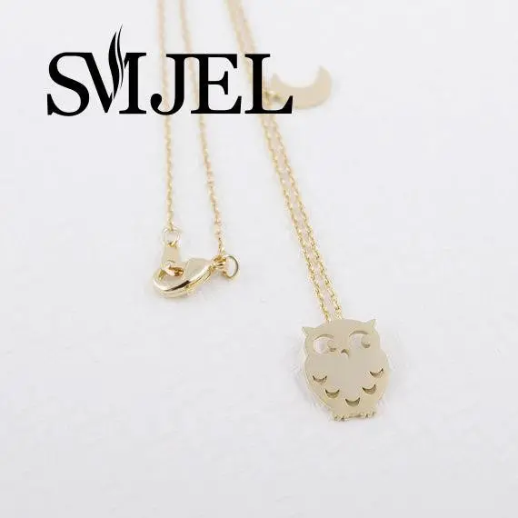 Moon Jewelry Cute Night Owl And Tiny Moon Necklace Jewelry N037 1