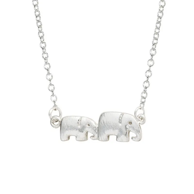 Mother And Baby Elephant Necklaces Cute Animal Charm Handmade Jewelry Gifts 10Pcs-N132 1