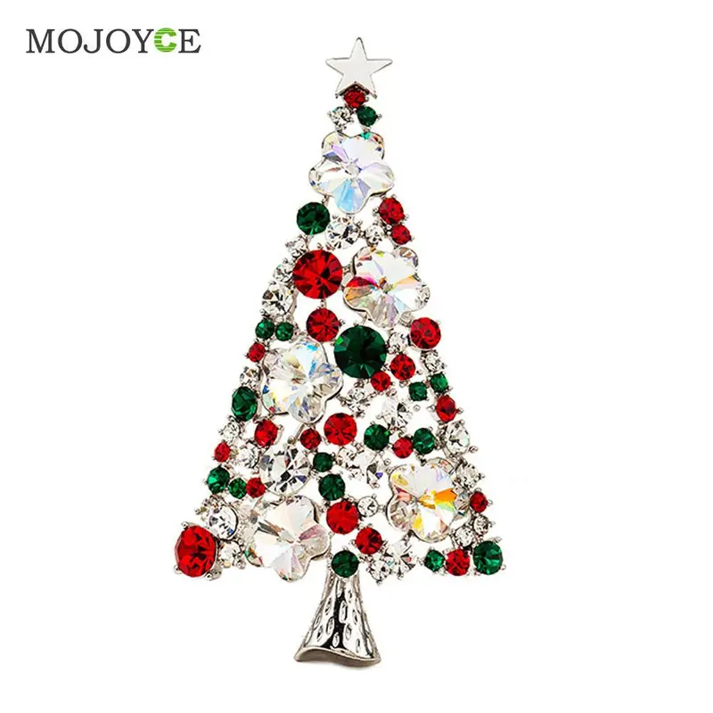 Multi-Colored Crystal Christmas Tree Brooch Pin Christmas Gift Crystals Brooch Pin Fashion Jewelry 1