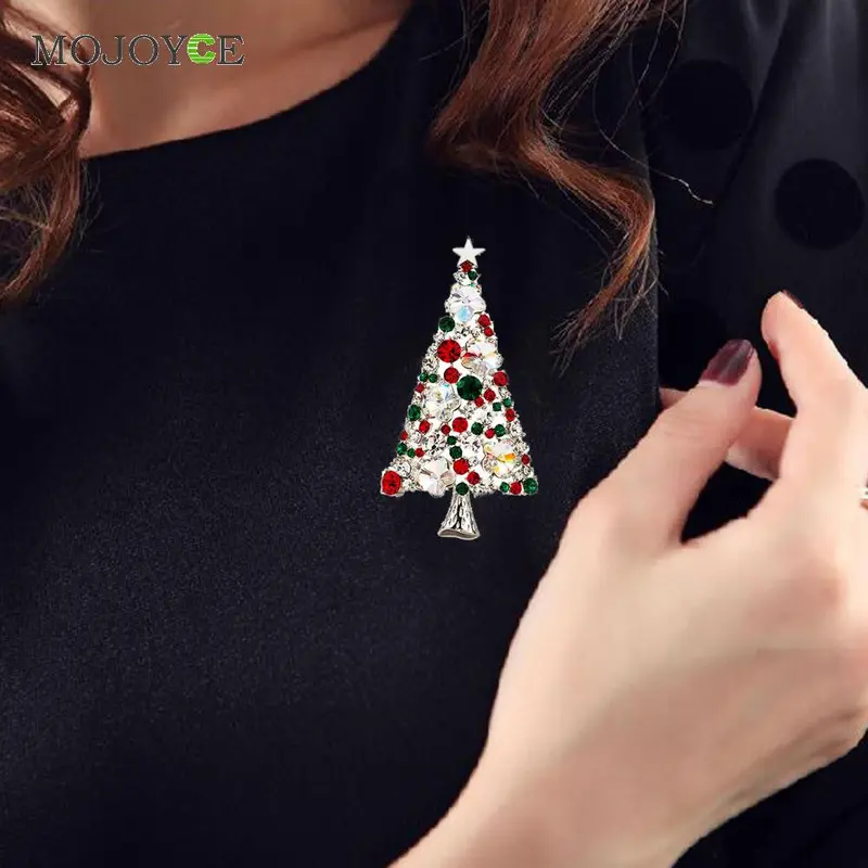 Multi-Colored Crystal Christmas Tree Brooch Pin Christmas Gift Crystals Brooch Pin Fashion Jewelry 2