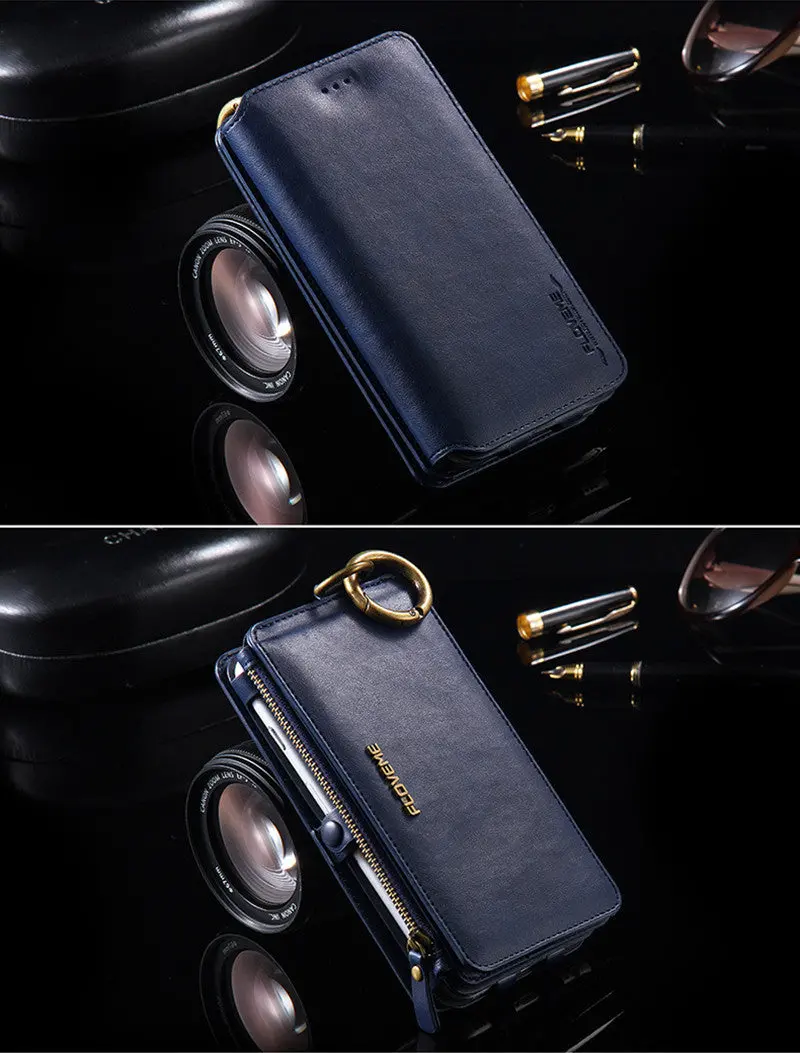 Multi-Function Removable Leather Wallet For Iphone 6 6S 7 Plus Covers Magnetic Flip Card Case Cover For Iphone Cases 10