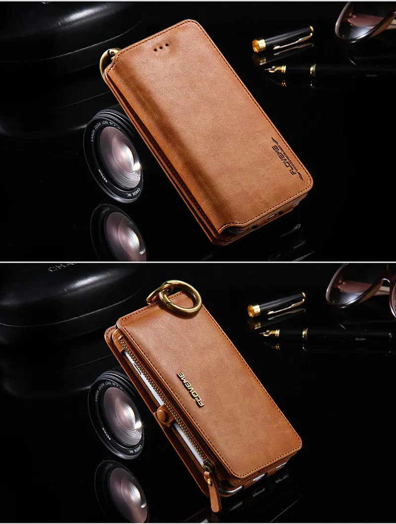 Multi-Function Removable Leather Wallet For Iphone 6 6S 7 Plus Covers Magnetic Flip Card Case Cover For Iphone Cases 7