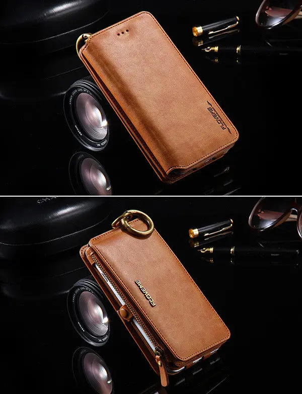 Multi-Function Removable Leather Wallet For Iphone 6 6S 7 Plus Covers Magnetic Flip Card Case Cover For Iphone Cases 9
