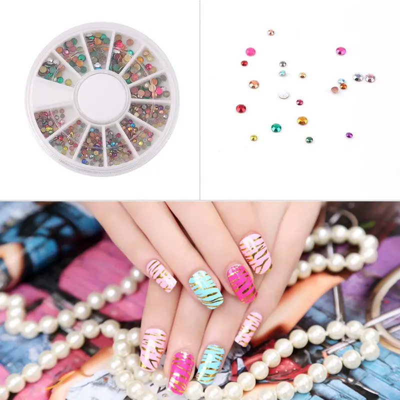 Multicolor 3D Icure Acrylic Nail Art Decoration Glitter Rhinestones Wheel 1
