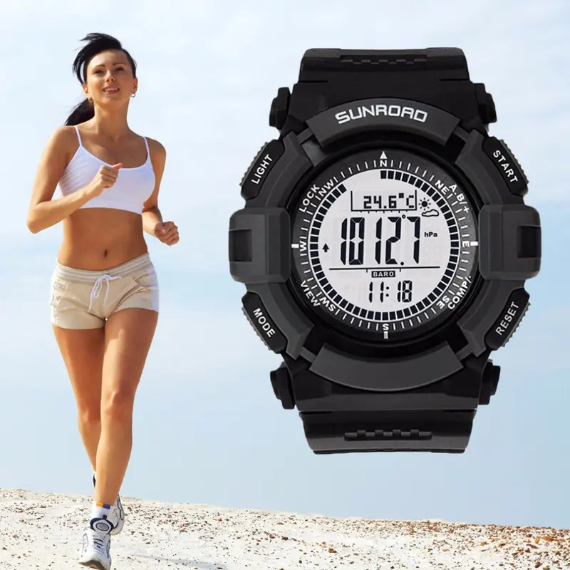 Multifunction Altimeter Barometer Hiking Fishing Outdoor Digital Sport Watch 3Atm Waterproof 24H Or 12H Available 1
