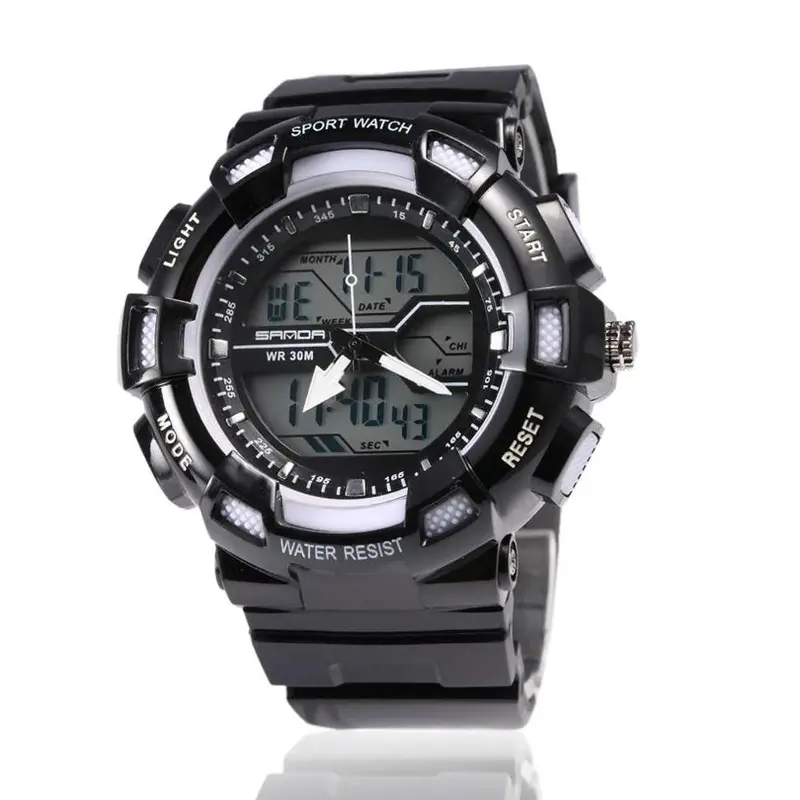 Multifunctional Korean Style Able Shockproof Waterproof Double Display Luminous Wrist Watch For Lovers 2