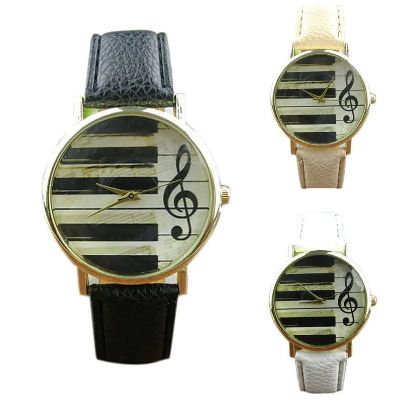 Music Character Print Women Watch Unique Leather Girl Dress Watch Analog Quartz Vogue Wrist Watches Mujer Relogio 2