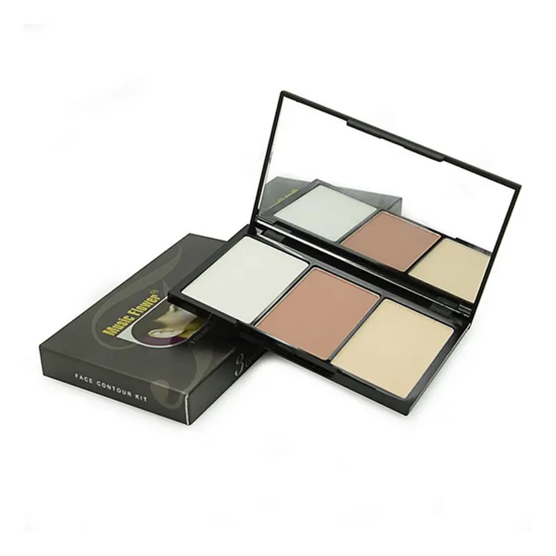 Music Flower Pressed Powder Palette 3 Colors Highlight Nude Makeup Face Contour Foundation Cosmetic Tools 1
