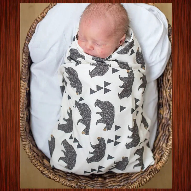 Muslin Baby Swaddle Born Blanket Cotton Baby Bath Towel Swaddle Blankets Cartoon Bear Baby Wrap 1