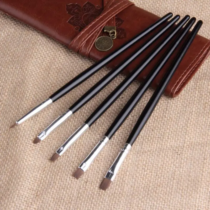 Nail Art Acrylic Uv Gel Salon Flat Brush Pen Dotting Draw Paint Tool Set Yks 1
