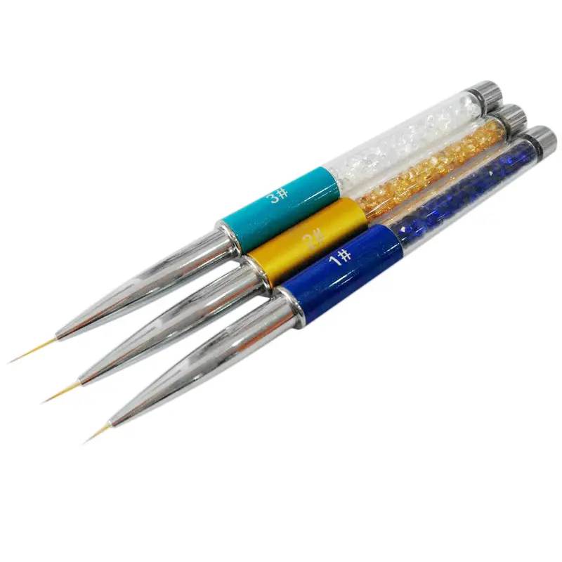 Nail Art Brush Pen Daimond Plated Liner Brush Icure Tools Tip Head, Flat Head Nail Brush 1