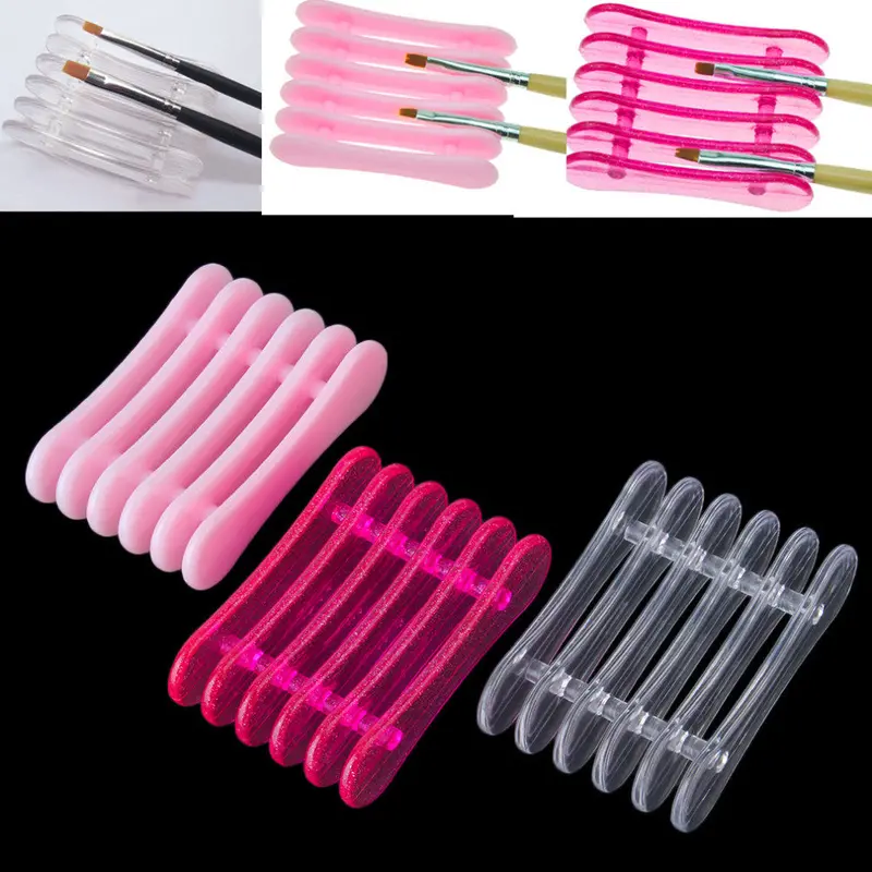 Nail Art Brushes Pen Rest Holder Stand For 5Pcs Makeup Nail Art Brush Tools 1