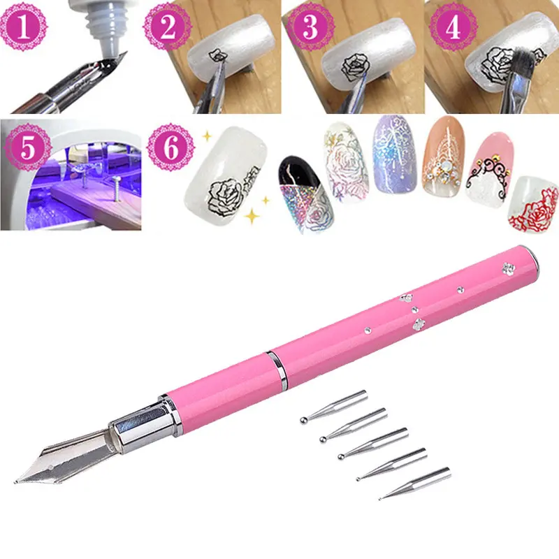 Nail Art Pen 5 Pen Points Gel Design Painting Pen Nail Art Brush For Salon Manicure Diy Tools 1