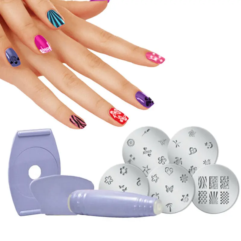 Nail Art Polish Stencil Stamping Diy Manicure Tools Salon Express Nail Polish Template Stamper Nail Tools 1