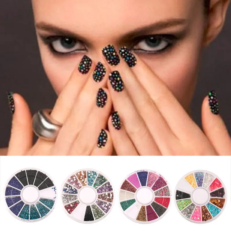 Nail Art Rhinestones Glitters Acrylic Tips Decoration Icure Wheel 1