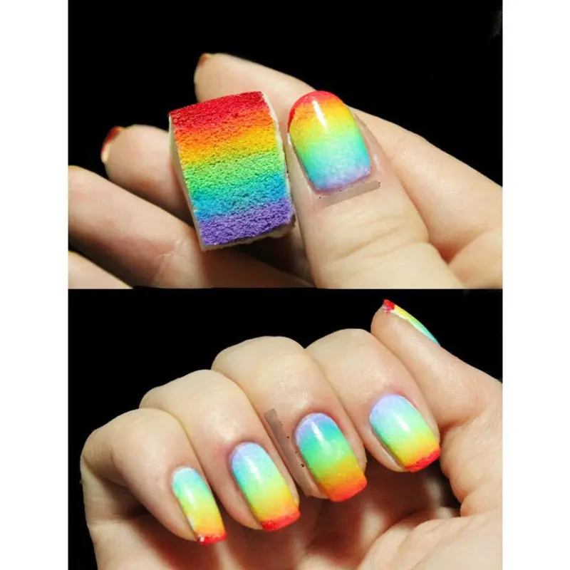 Nail Art Sponge Stamp Polish Template Transfer Diy Design Kit Gradual Change Stamper With Sponge Replacement 2