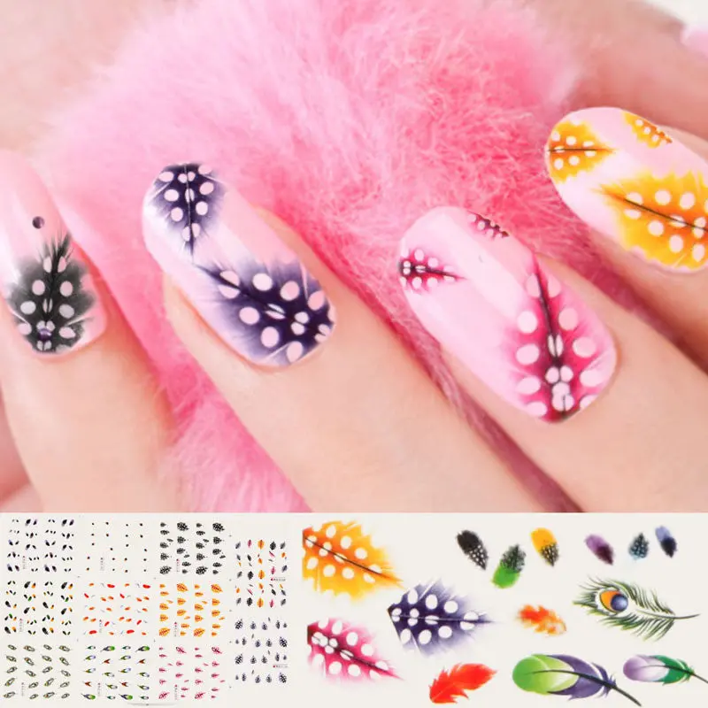 Nail Art Tools One Sheet Feather 3D Diy Tips Nail Art Decorations Nail Sticker 1