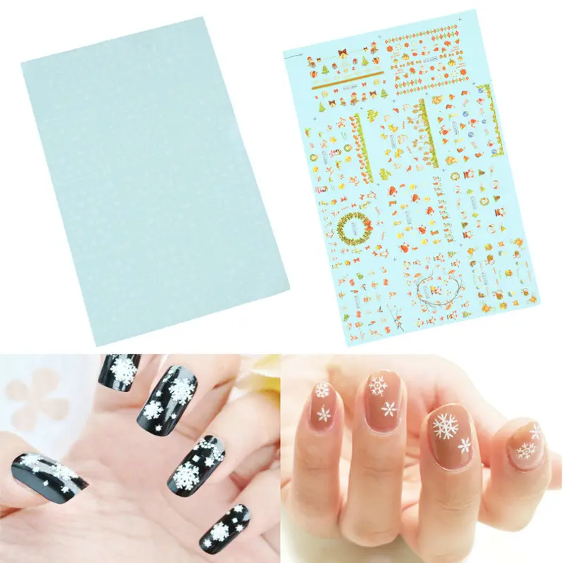 Nail Wraps Nail Art Stickers Polish Nail Art Decals Snowflake Christmas Presents Pattern 1