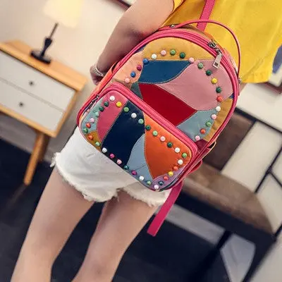 National Rivet Leather Embroidery Ethnic Backpack Women Embroidered Travel Bags Schoolbag Backpacks Mochila 2
